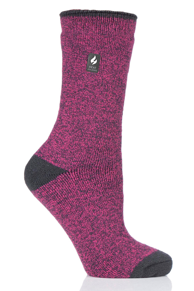 Heat Holders Women's Viola Lite Twist Thermal Crew Sock Raspberry/Charcoal #color_raspberry/charcoal