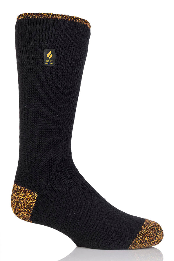 Heat Holders Worxx Men's Bruce Original Contrast Long Thermal Sock Black/Yellow #color_black/yellow