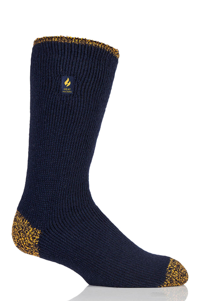 Heat Holders Worxx Men's Big/Tall Hank Lite Contrast Thermal Sock Navy/Yellow #color_navy/yellow