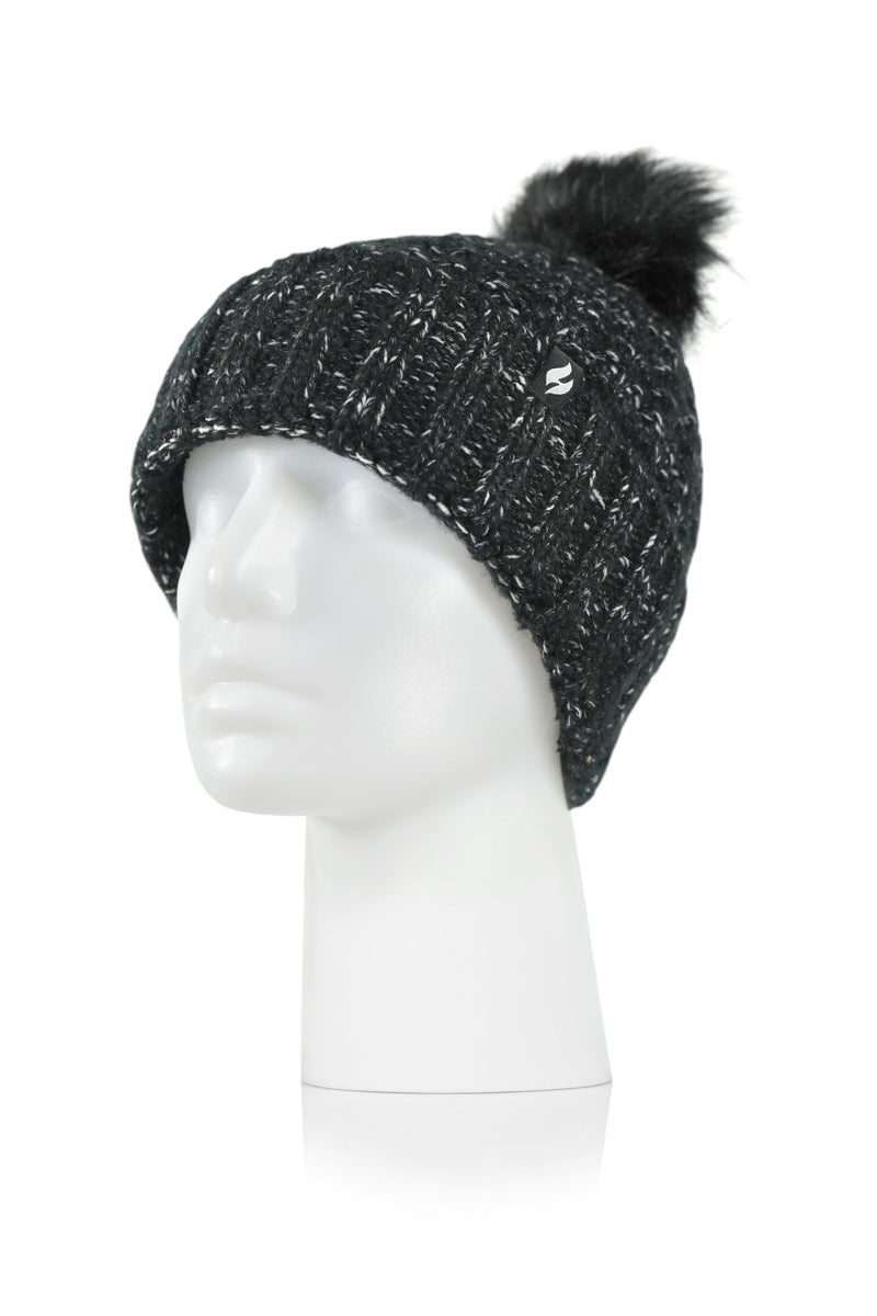Women's Marseille Ribbed Roll Up Hat With Pom Pom
