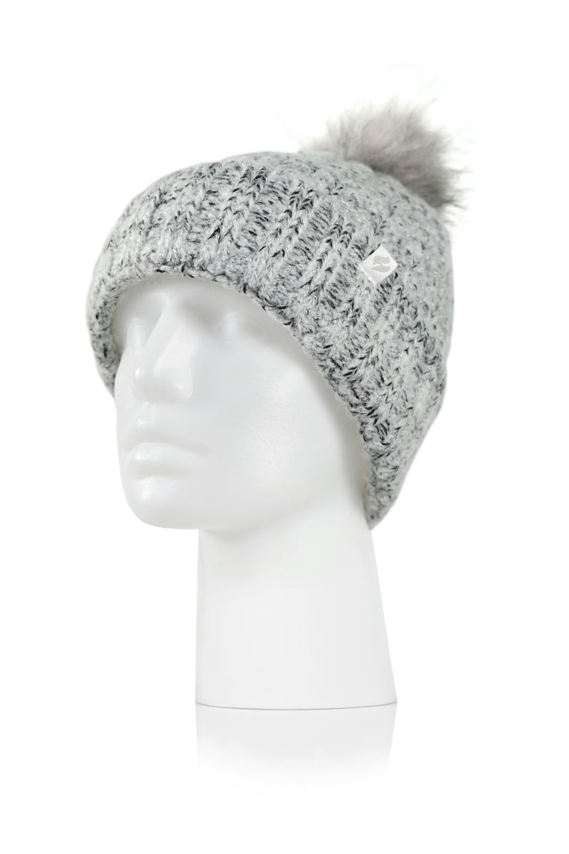 Marseille Ribbed Roll Up Hat With Pom Pom For Women