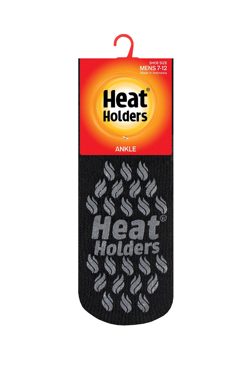 Heat Holders Solid Thermal Ankle Slipper Sock Black With Grey Grip - packaging
