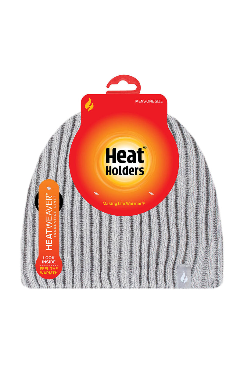 Heat Holders Men's Halden Ribbed Thermal Hat Light Grey - Packaging