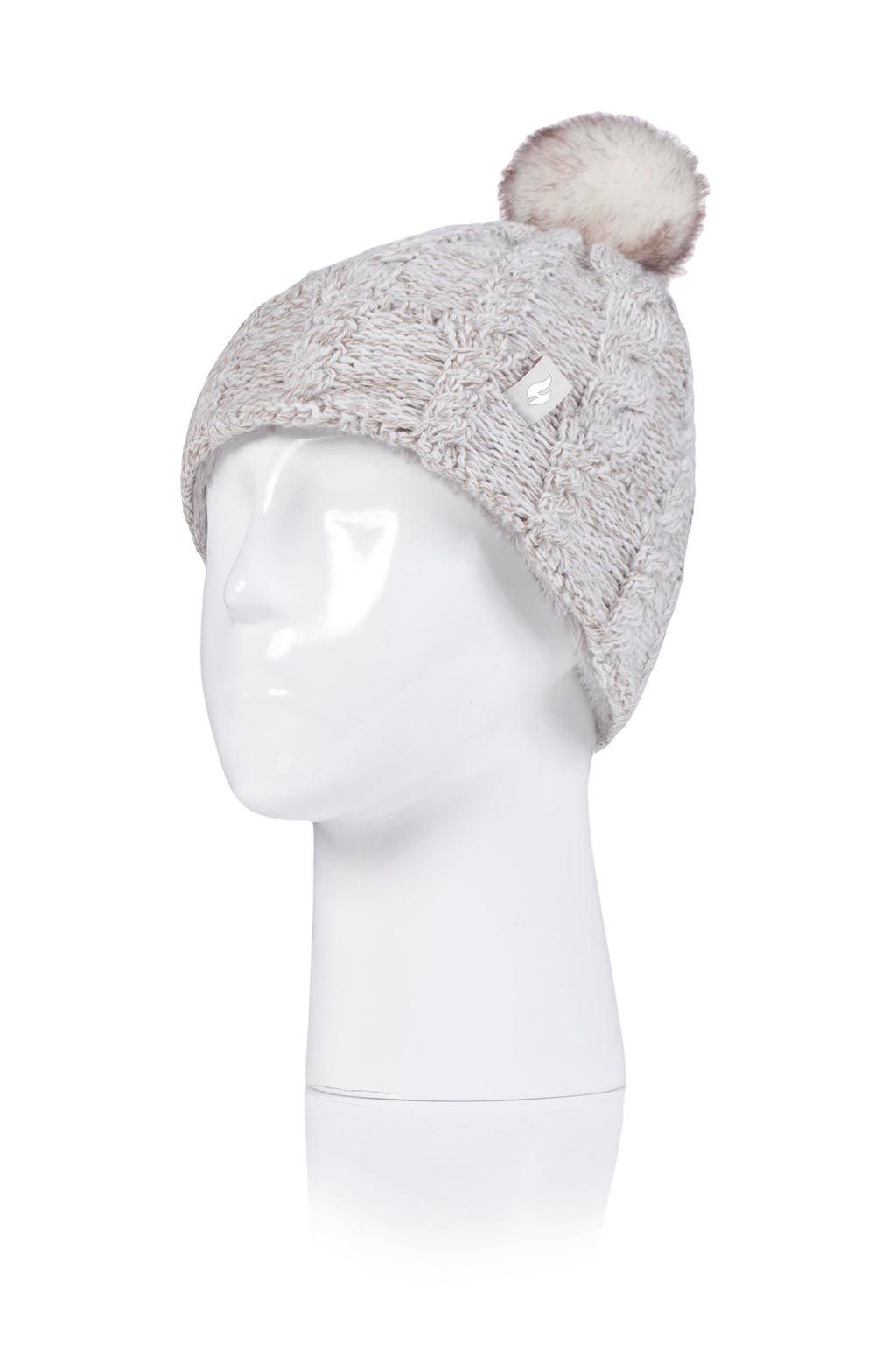 Ivory Cable Knit Beanie with Pom Pom Adult & Child Winter Hat Set C.C Winter Warm Chunky Thick Ombre Double Slipstitch Knit  main image 4