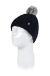 Heat Holders Girls Roll Up Thermal Pom Pom Hat Black #color_black