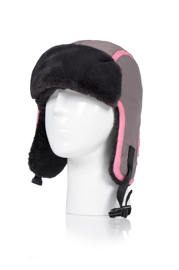 Heat Holders Girls Thermal Trapper Hat Grey/Pink #color_grey/pink