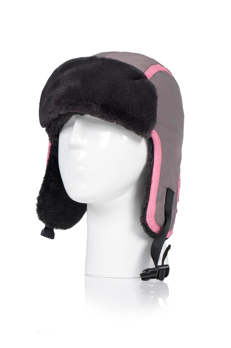 Heat Holders Girls Thermal Trapper Hat Grey/Pink