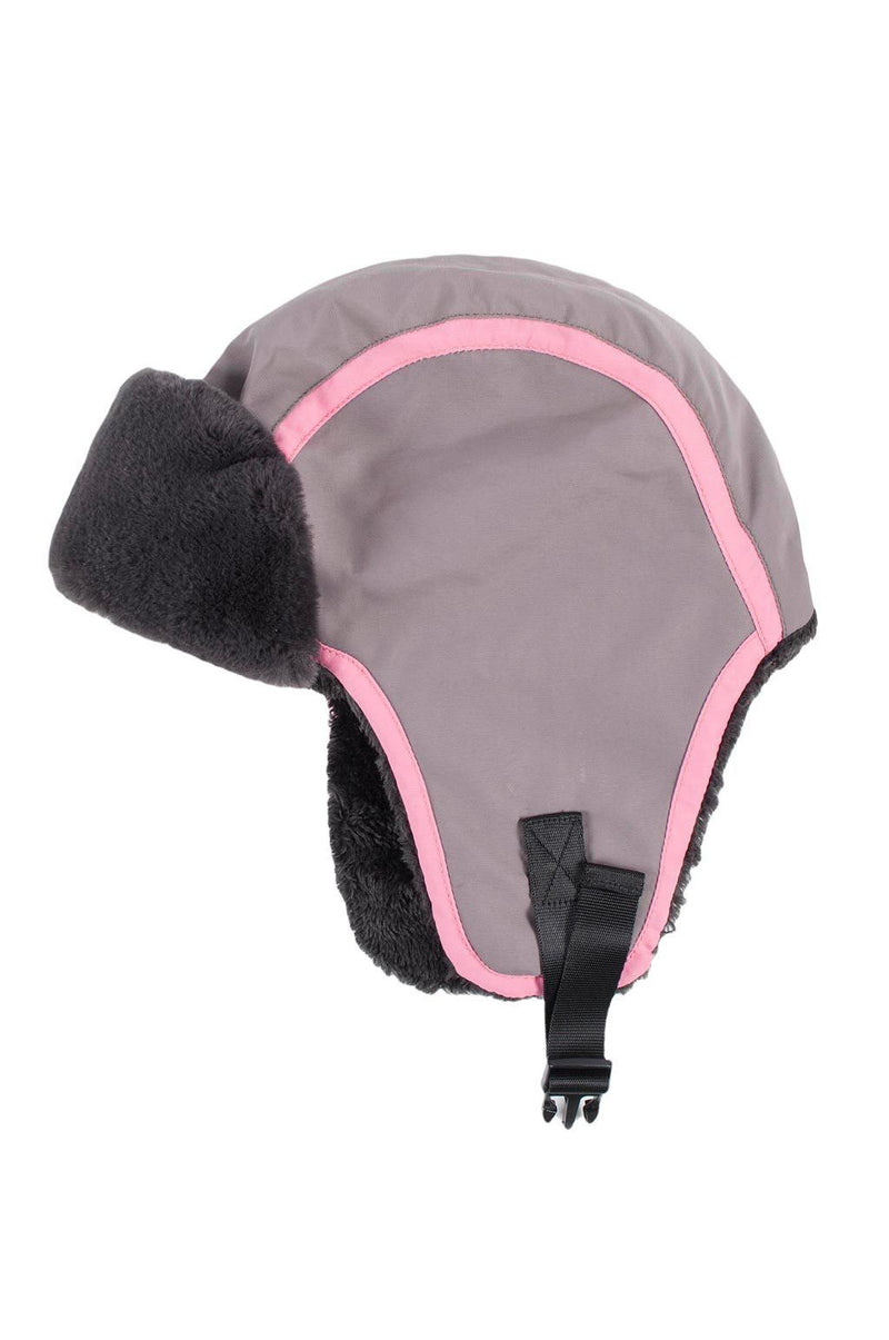 Heat Holders Girls Thermal Trapper Hat Grey/Pink - Side View