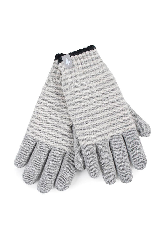 Heat Holders Women's Oslo Stripe Thermal Gloves Light Grey #color_light grey