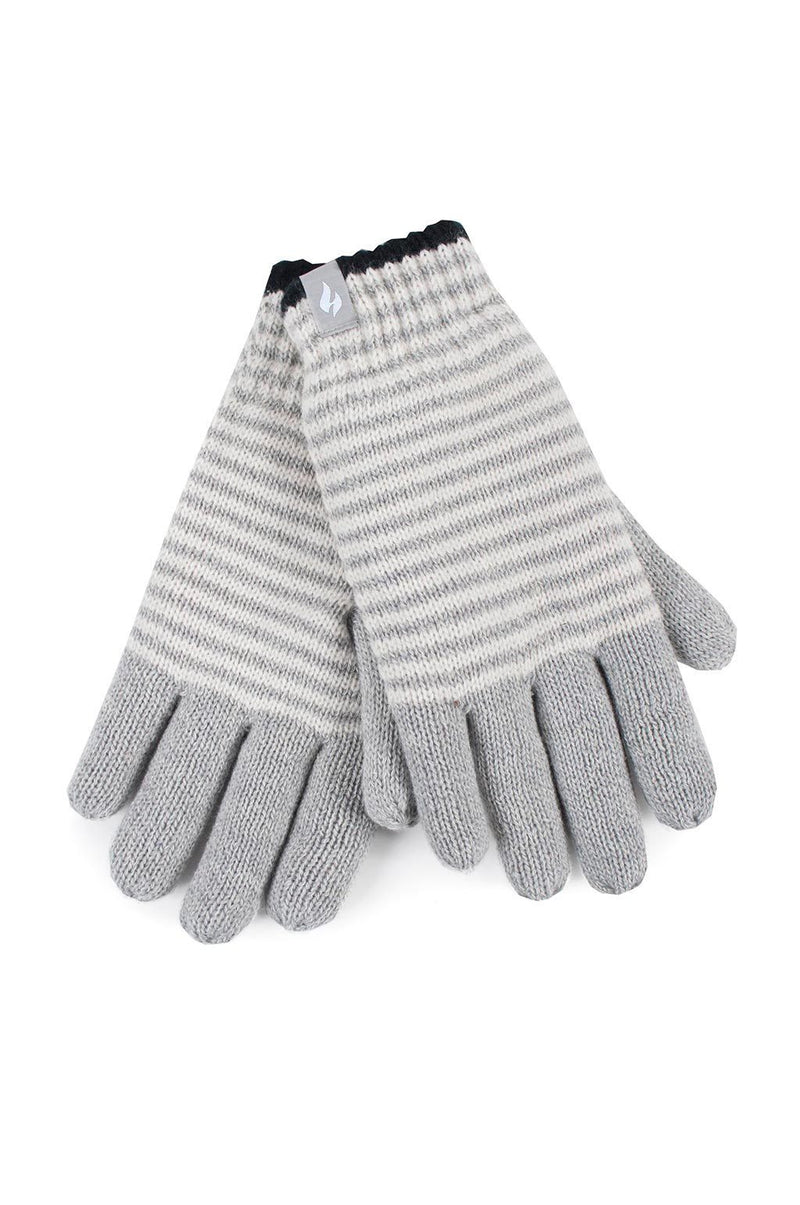 Heat Holders Women's Oslo Stripe Thermal Gloves Light Grey