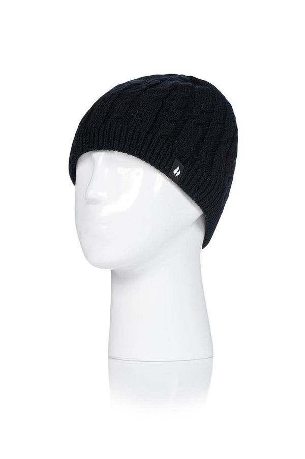Heat Holders Women's Alesund Cable Knit Thermal Hat Black #color_black
