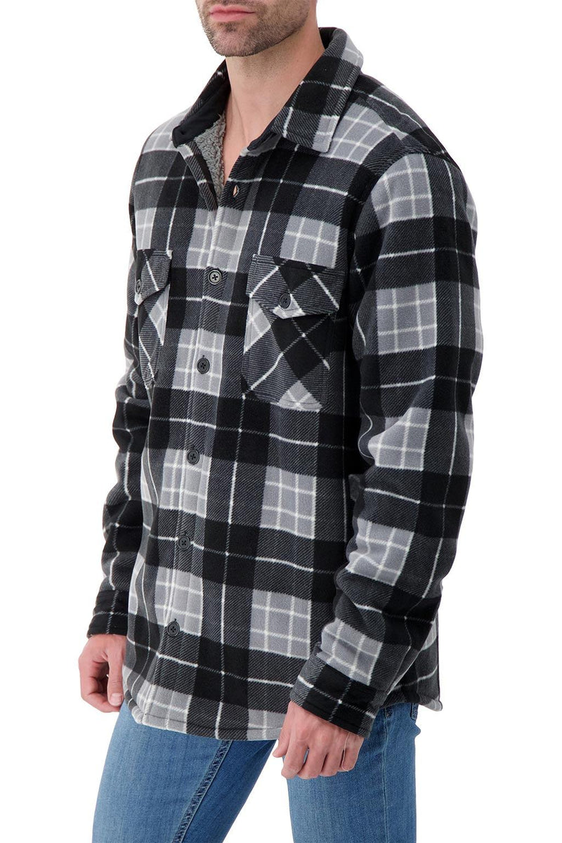 Heat Holders Mens Jax Long Sleeve Plaid Shirt Jacket Grey/Black - Model1