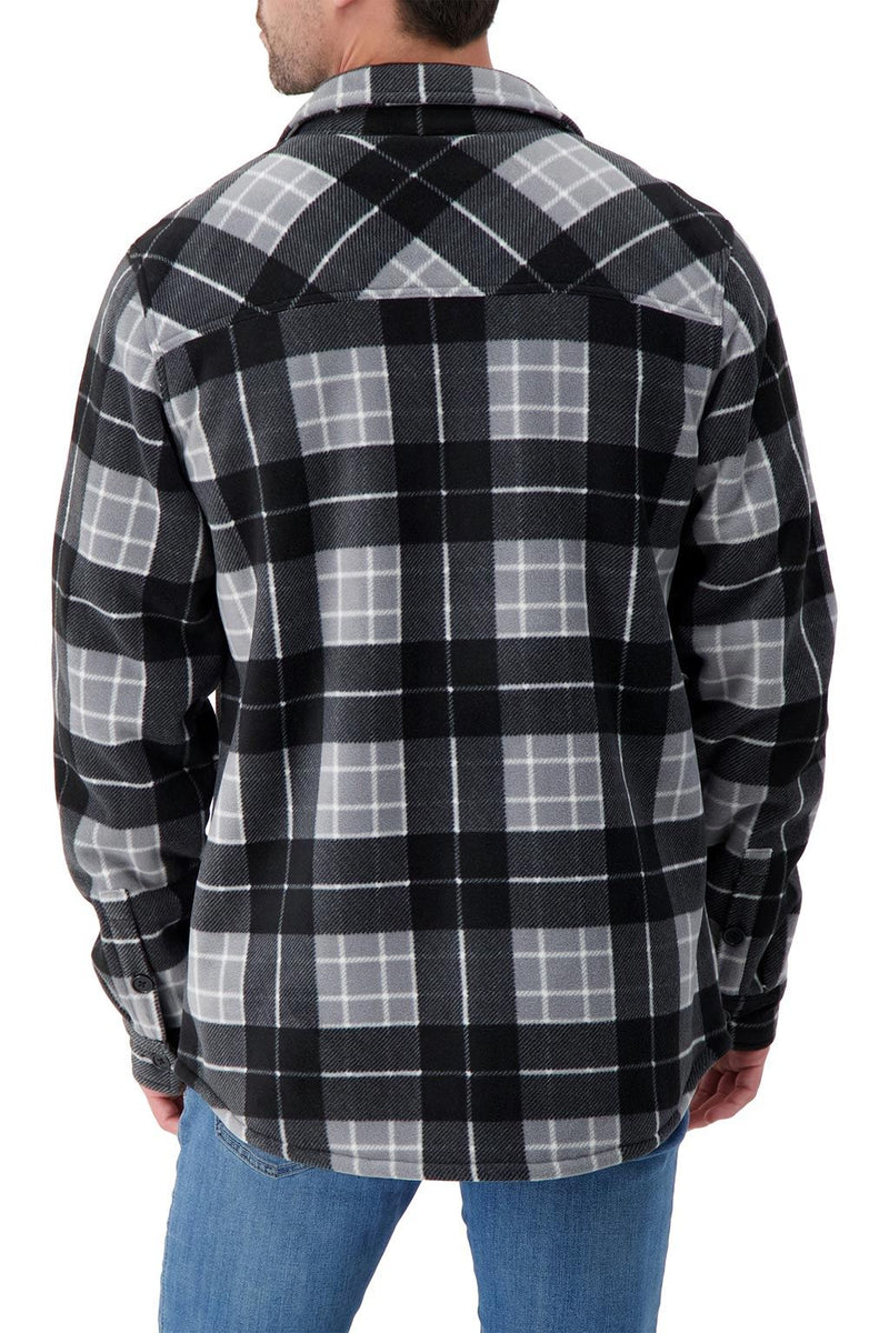 Heat Holders Mens Jax Long Sleeve Plaid Shirt Jacket Grey/Black - Model 4