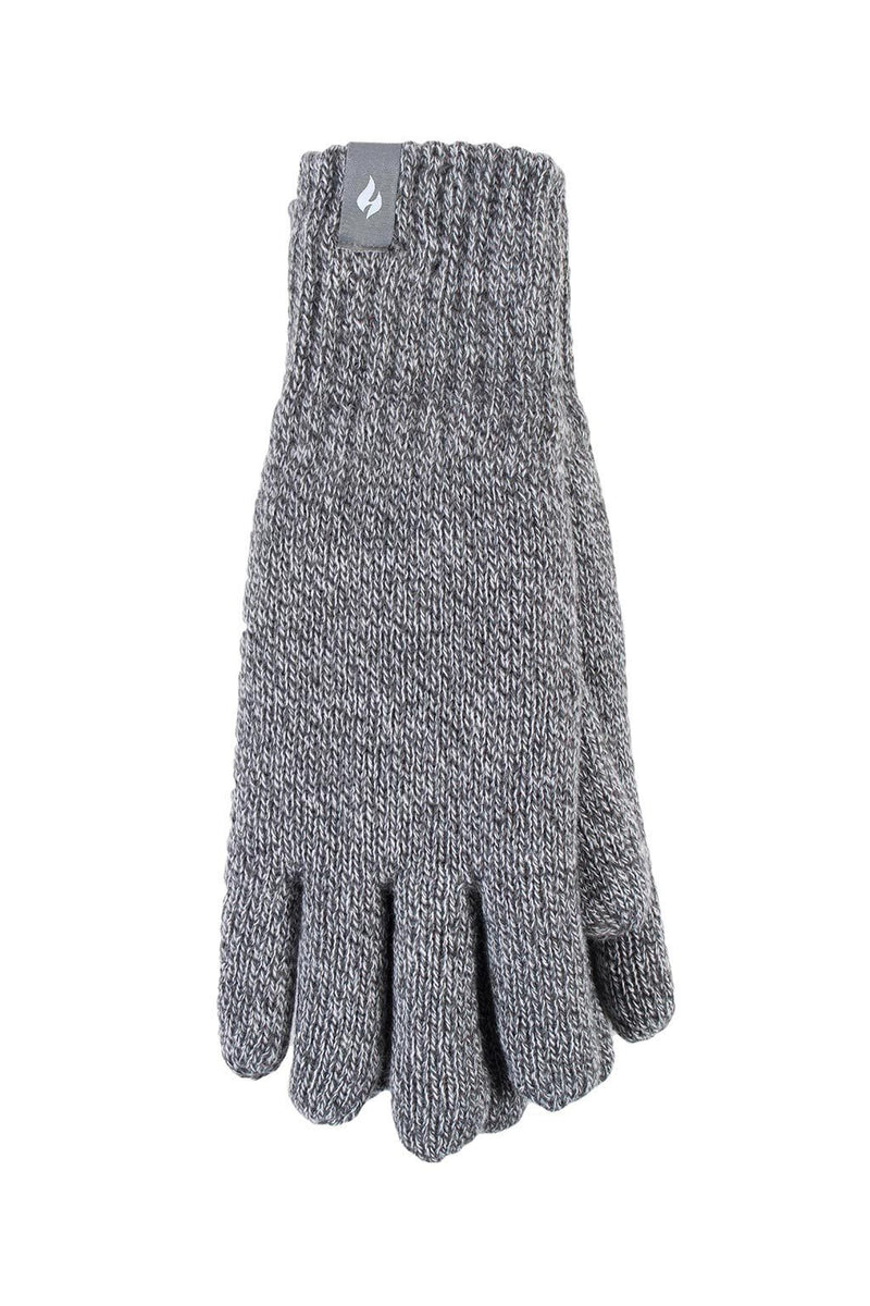 Heat Holders Men's Nevis Flat Knit Thermal Gloves Light Grey