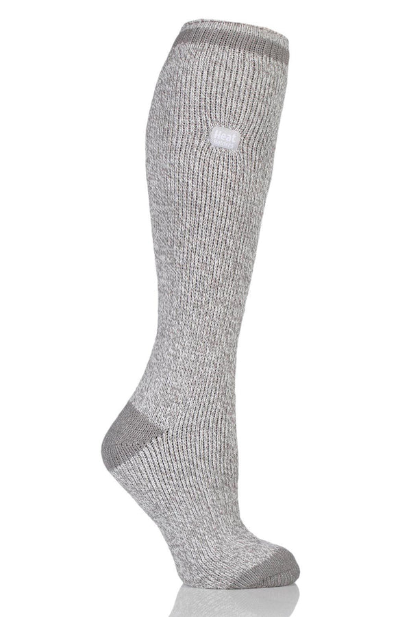 Heat Holders Women's Ashley Twist Long Thermal Sock Light Grey/Cream #color_light grey/cream