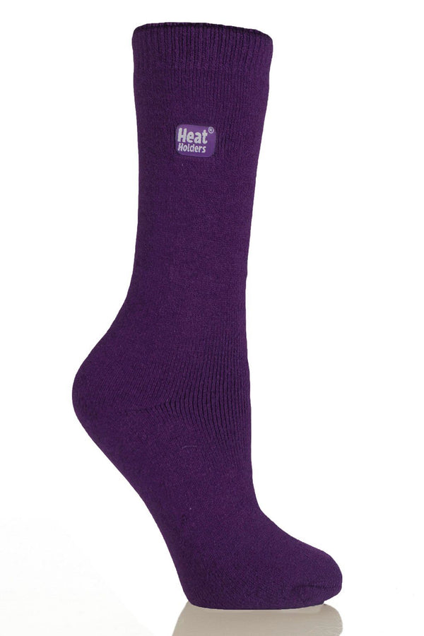 Heat Holders Women's Holly Ultra Lite Solid Thermal Crew Sock Purple #color_purple