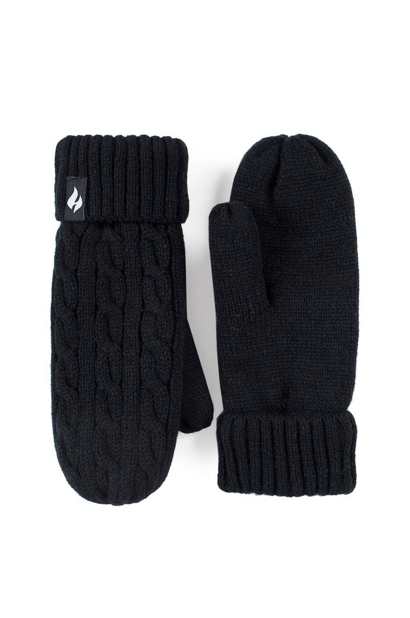Heat Holders Women's Jackie Cable Knit Thermal Mittens Black