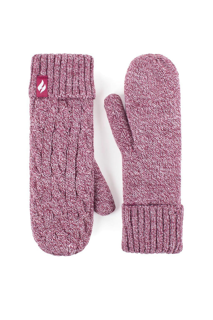 Heat Holders Women's Jackie Cable Knit Thermal Mittens Rose #color_rose