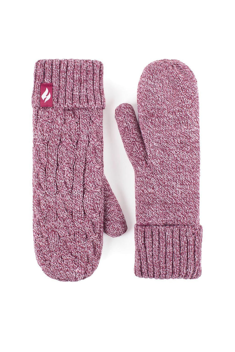 Heat Holders Women's Jackie Cable Knit Thermal Mittens Rose