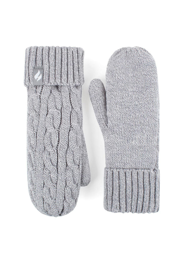 Heat Holders Women's Jackie Cable Knit Thermal Mittens Cloud Grey #color_cloud grey