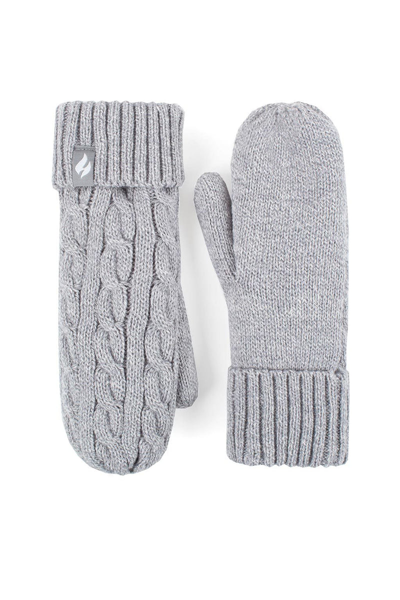 Heat Holders Women's Jackie Cable Knit Thermal Mittens Cloud Grey