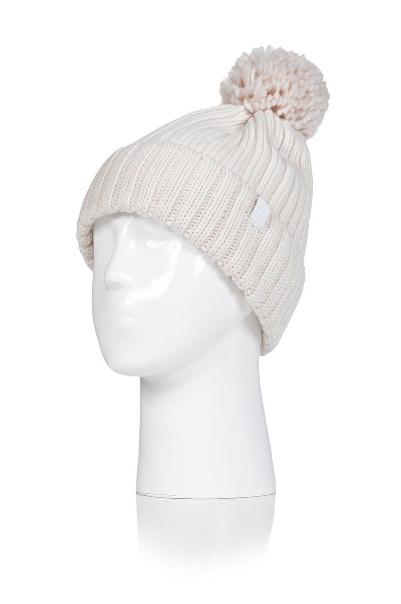 Heat Holders Women's Arden Knitted Thermal Hat With Pom-Pom Cream