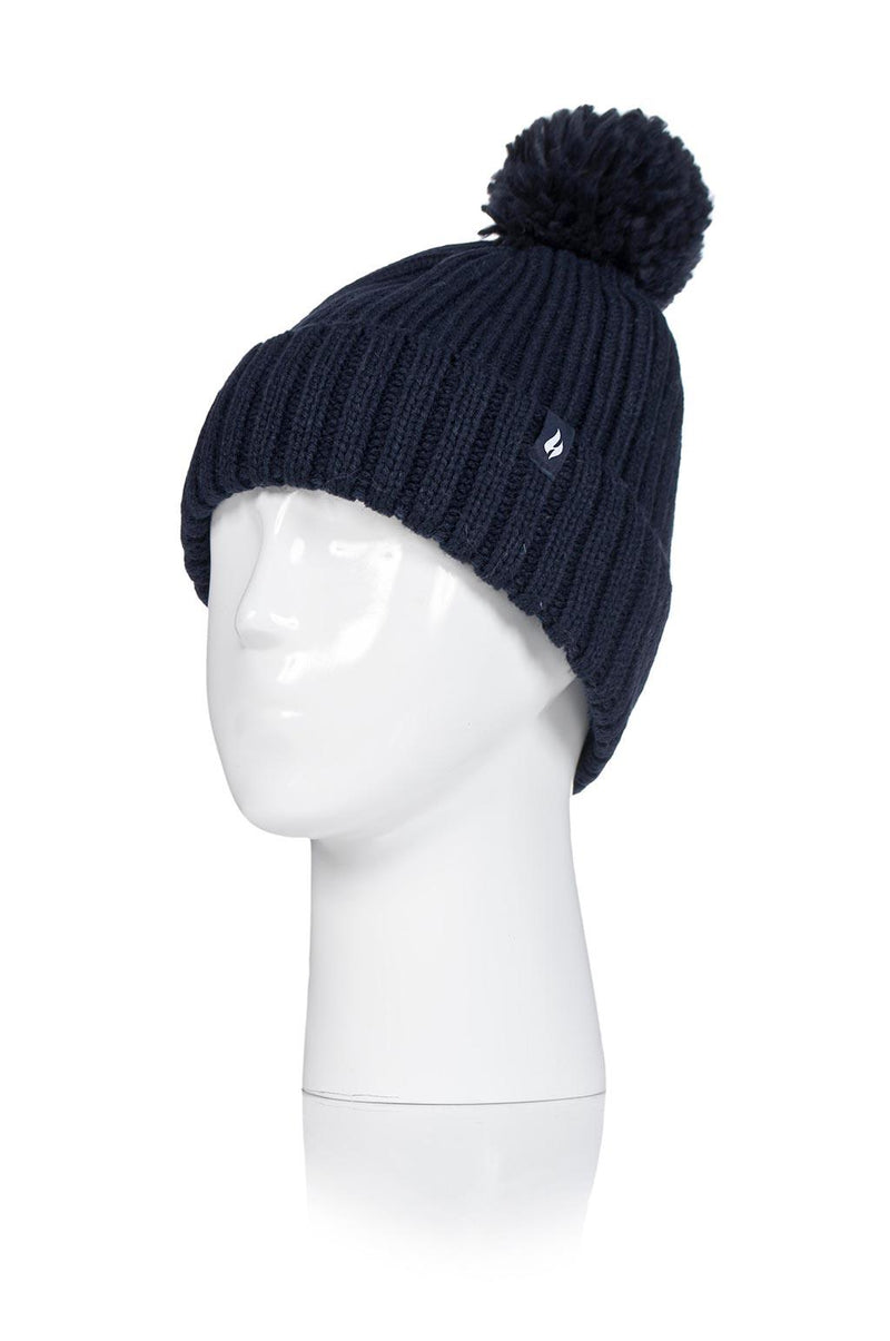 Heat Holders Women's Arden Knitted Thermal Hat With Pom-Pom Navy