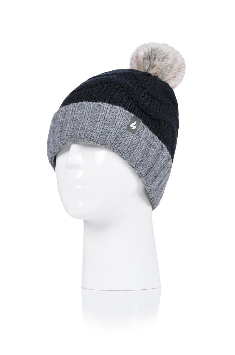 Heat Holders Women's Cotswold Knitted Thermal Pom-Pom Hat Black