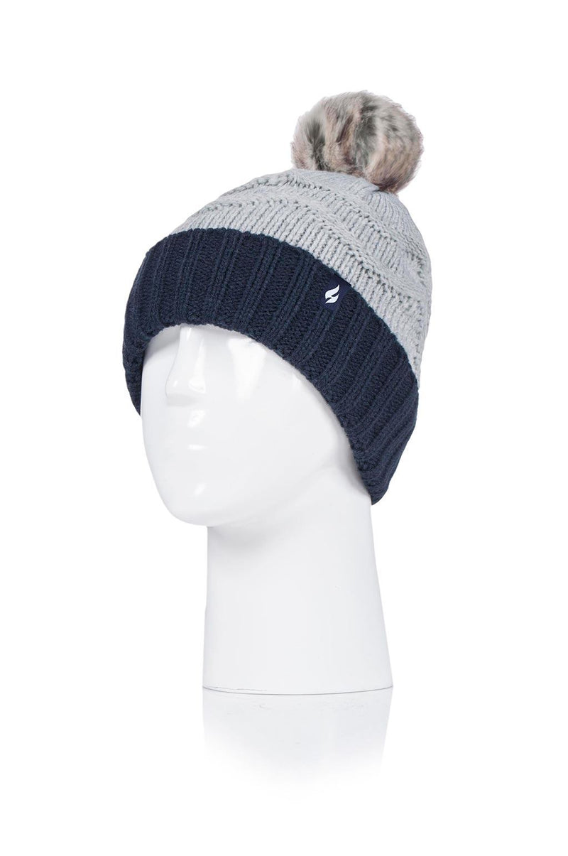Heat Holders Women's Cotswold Knitted Thermal Pom-Pom Hat Light Grey