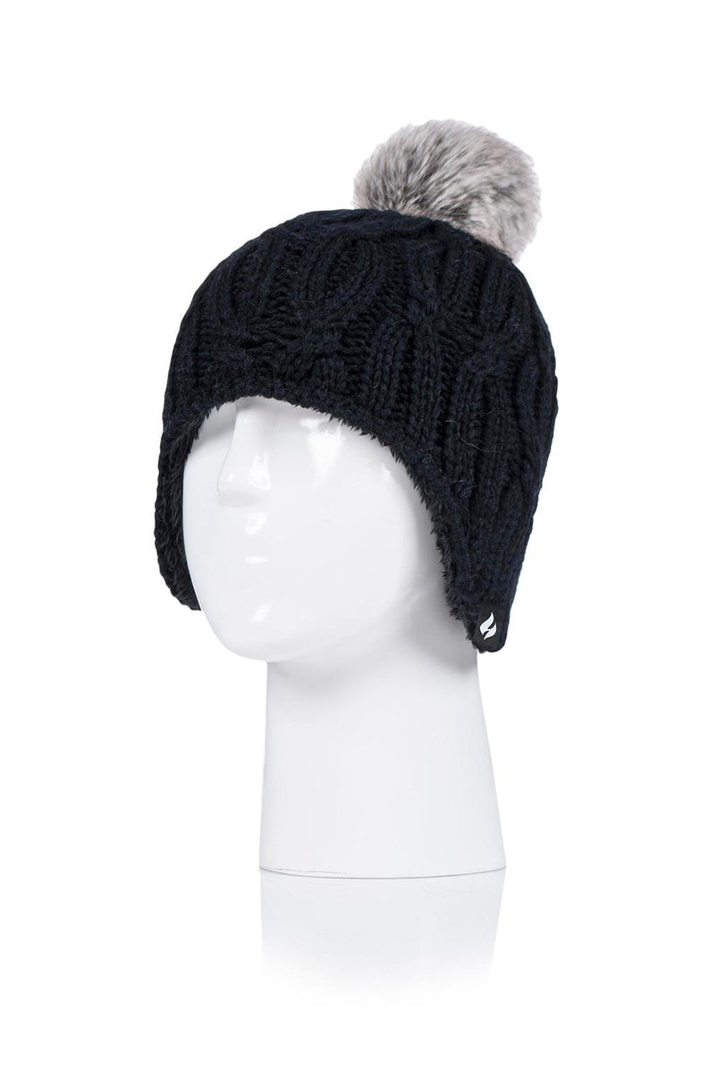 Heat Holders Women's Lowther Knitted Thermal Pom-Pom Hat Black