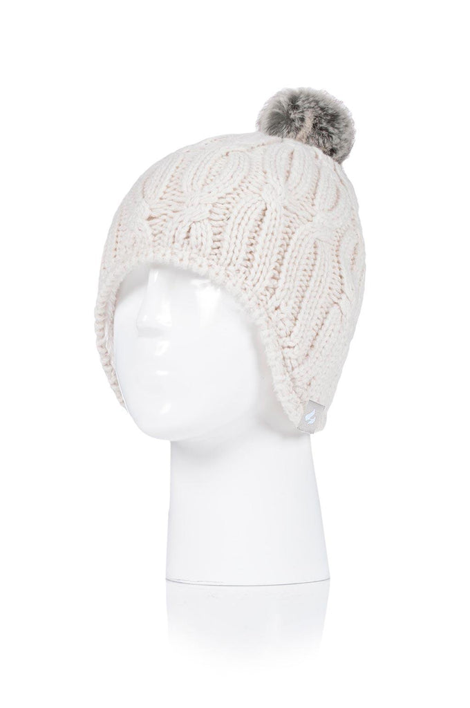 Heat Holders Women's Lowther Knitted Thermal Pom-Pom Hat Buttercream #color_buttercream
