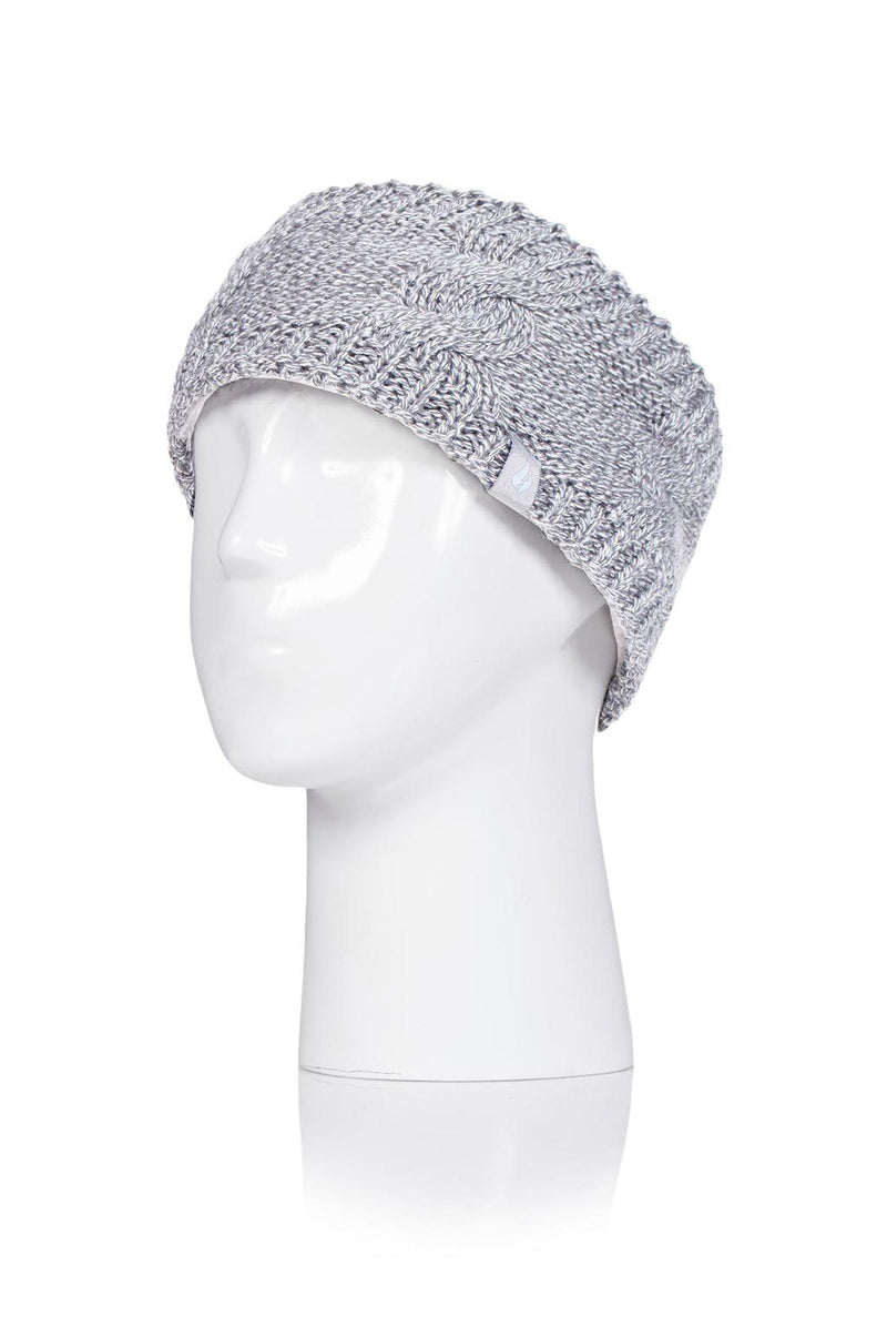 Heat Holders Women's Alta Cable Knit Thermal Headband Light Grey