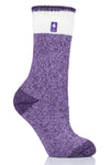 Heat Holders Women's Willow Lite Block Twist Thermal Crew Sock Purple #color_purple