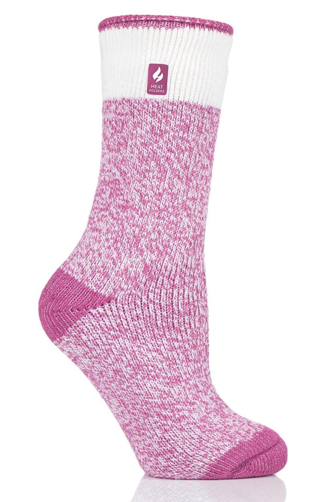 Heat Holders Women's Willow Lite Block Twist Thermal Crew Sock Pink #color_pink