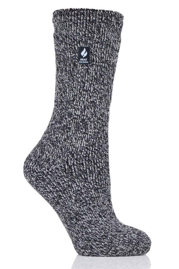Heat Holders Women's Primrose Twist Thermal Crew Sock Black/Light Grey #color_black/light grey