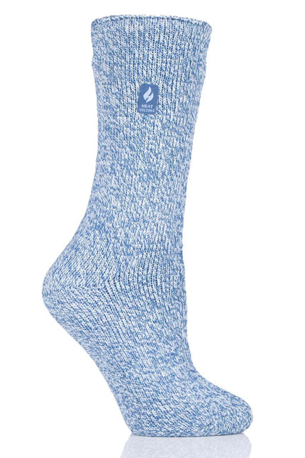Heat Holders Women's Primrose Twist Thermal Crew Sock Denim/Cream #color_denim/cream