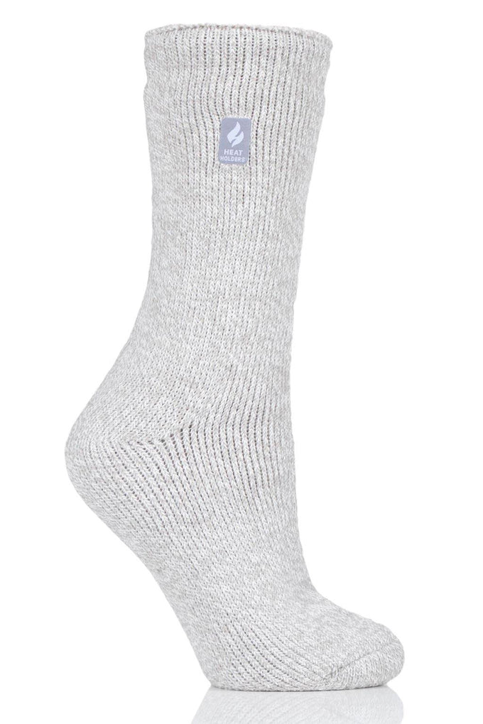 Heat Holders Women's Primrose Twist Thermal Crew Sock Light Grey/Cream #color_light grey/cream