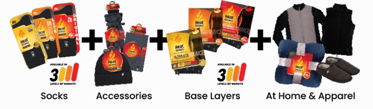 Heat Holders range: socks, accessories, base layers, at home and apparel